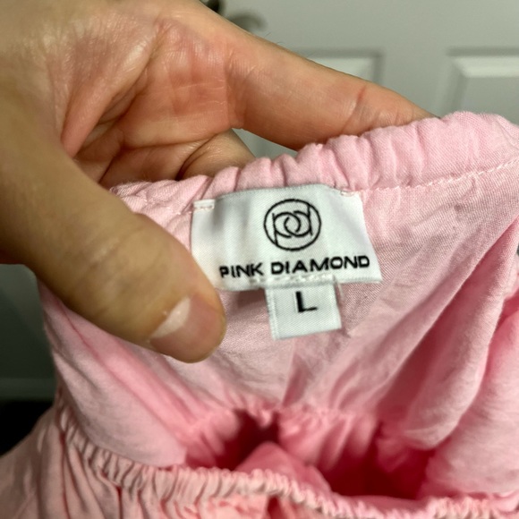 Baby Pink Off the Shoulder Dress - Picture 3 of 4